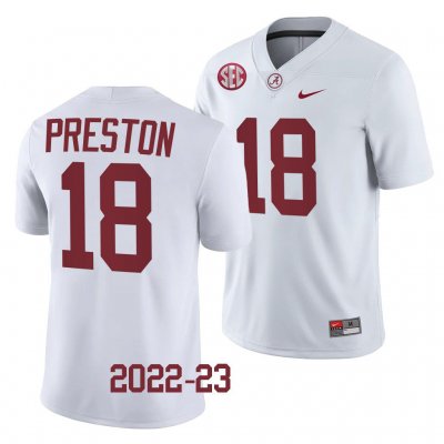 Men's Alabama Crimson Tide #18 Shazz Preston 2022-23 White NCAA College Football Jersey 2403MLPX4